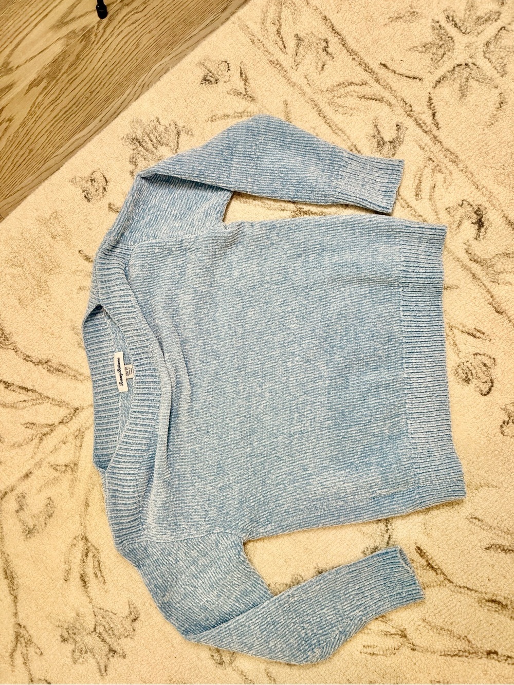 Tommy Bahama XS Sky Blue Chenille Crewneck Sweater | Like New | Soft Cozy Knit - Picture 2 of 4